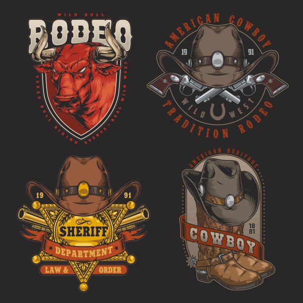 狂野西部集贴纸色彩缤纷图片下载