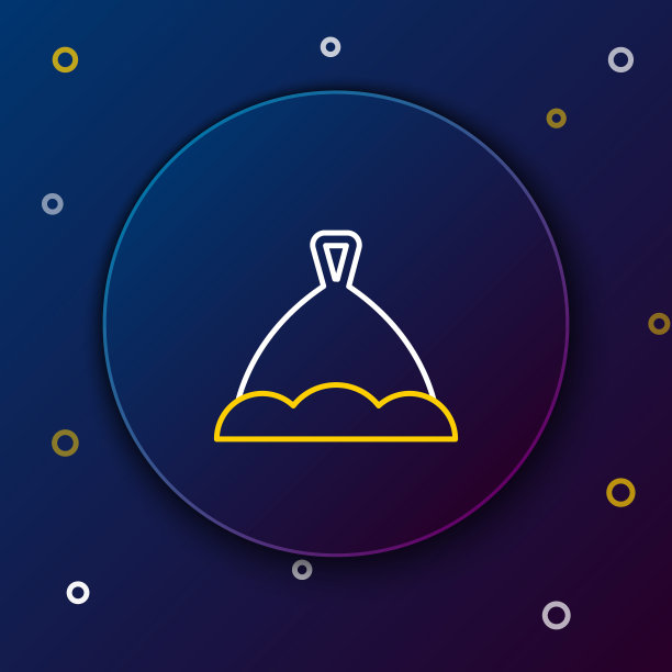 线桑拿帽图标孤立的蓝色背景。色彩缤纷的轮廓概念。向量图片下载