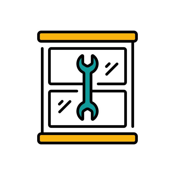 窗口修复填充轮廓图标设计插图。家庭维修和维护符号在白色背景EPS 10文件图片下载