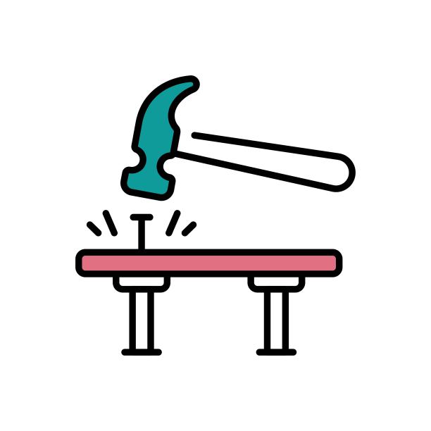 钉子固定填充轮廓图标设计插图。家庭维修和维护符号在白色背景EPS 10文件图片下载