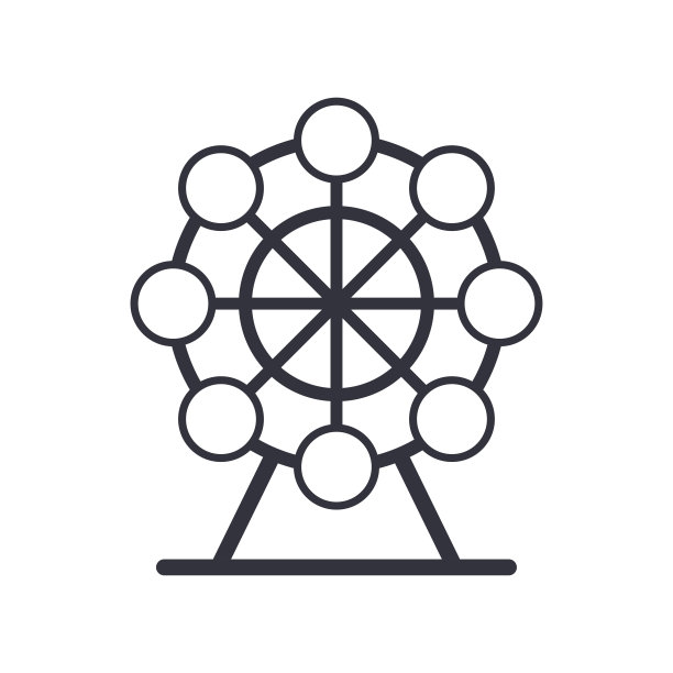 摩天轮矢量图标。游乐园标志，游乐园的简单符号。图片下载