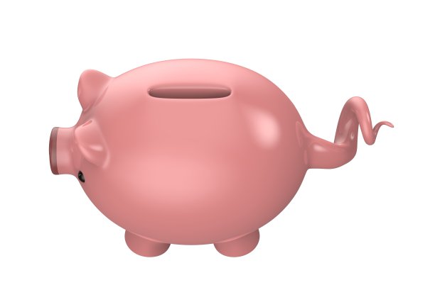 粉红色的小猪储蓄罐被隔离在白色的背景上图片下载