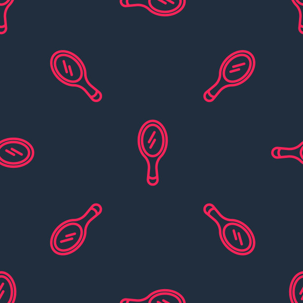 红线手镜像图标隔离无缝图案黑色背景。向量图片下载