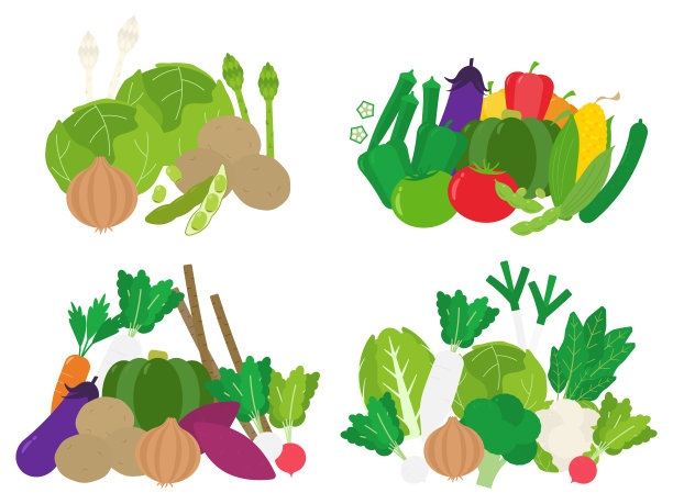四种时令蔬菜图标图片下载