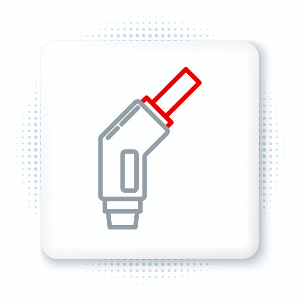 线汽油泵喷嘴图标孤立的白色背景。加油站的油泵。加油服务标志。加油站图标。色彩缤纷的轮廓概念。向量图片下载