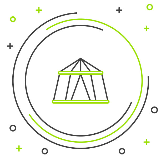 线马戏团帐篷图标孤立的白色背景。狂欢节露营帐篷。游乐园。色彩缤纷的轮廓概念。向量图片下载