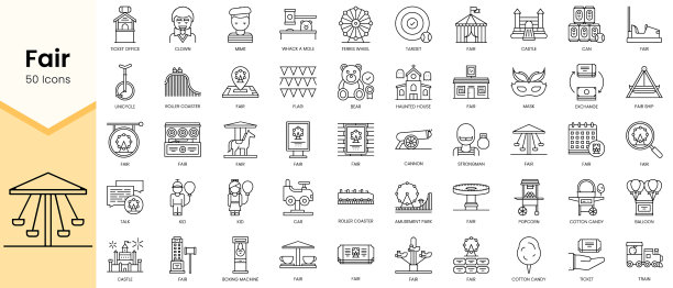 简单的轮廓集公平的图标线性风格图片下载