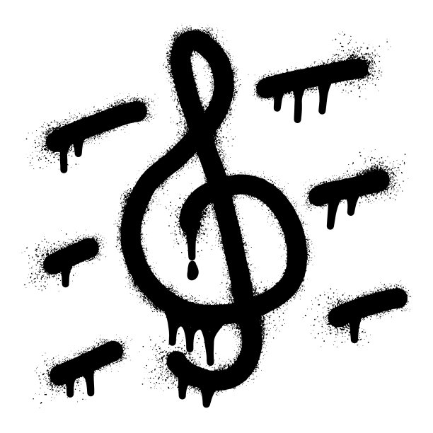 用黑色喷漆涂鸦高音谱号图片下载