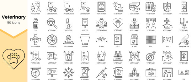 简单的轮廓集兽医图标线性图片下载