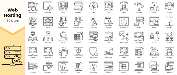 简单的大纲集的网站托管图标线性图片下载