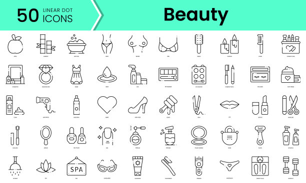 一组美丽的图标线艺术风格图标包图片下载