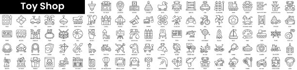 一套轮廓的玩具店图标极简薄图片下载