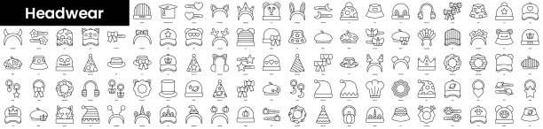 一套轮廓头饰图标极简薄图片下载