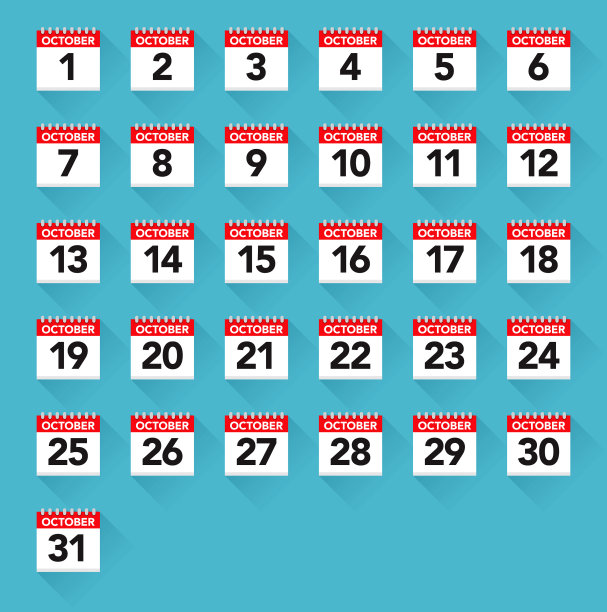 英文日历图标集图片下载