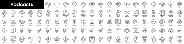 一组极简主义的播客图标图片下载
