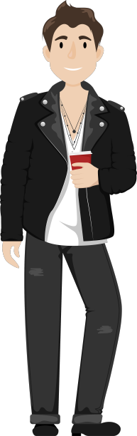 穿着皮质机车夹克的时髦年轻人图片下载