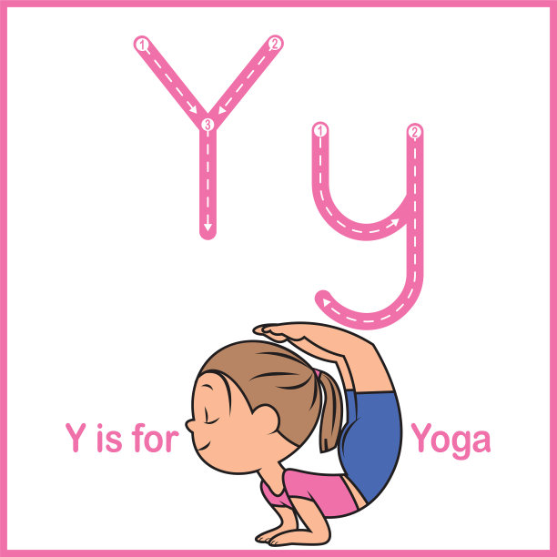 抽认卡上的字母Y是瑜伽矢量插图图片下载