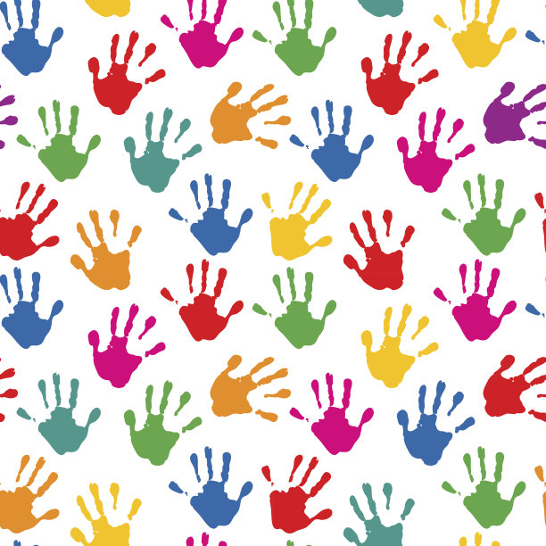 无缝儿童彩色手印图片下载