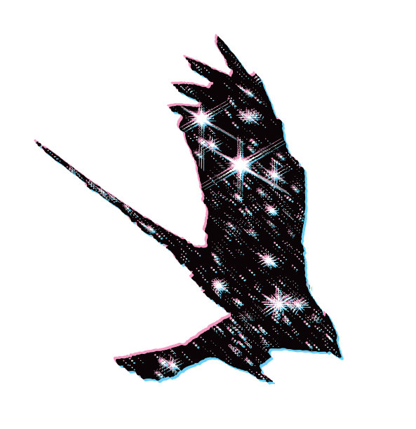 多次曝光飞行的鸟和星星与故障技术图片下载