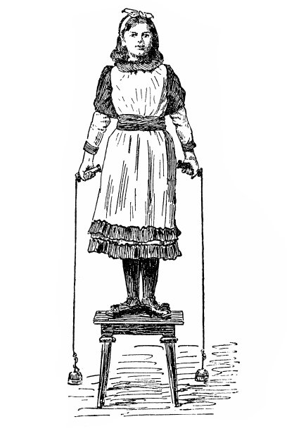 19世纪的手臂和胸部强化剂，绳子和重量图片下载