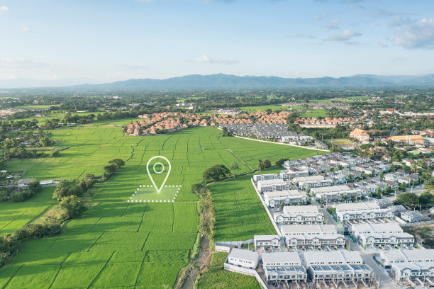 鸟瞰图中的地块和识别登记符号。图片下载