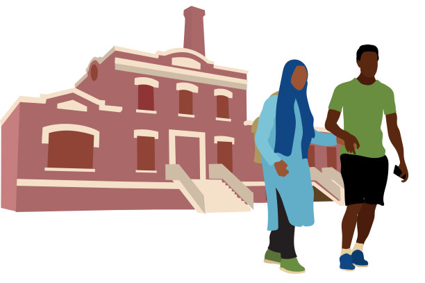 国际学生砖学校蓝绿图片下载