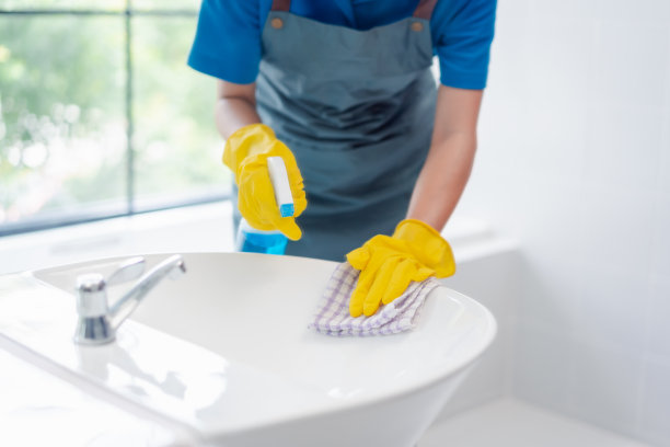 家务或家政服务女清洁厕所灰尘，清洁代理小生意。专业设备清洗老宅。图片下载