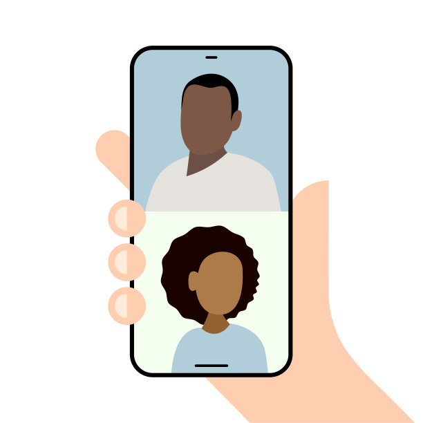 不同的同事在手机屏幕上的视频对话图片下载