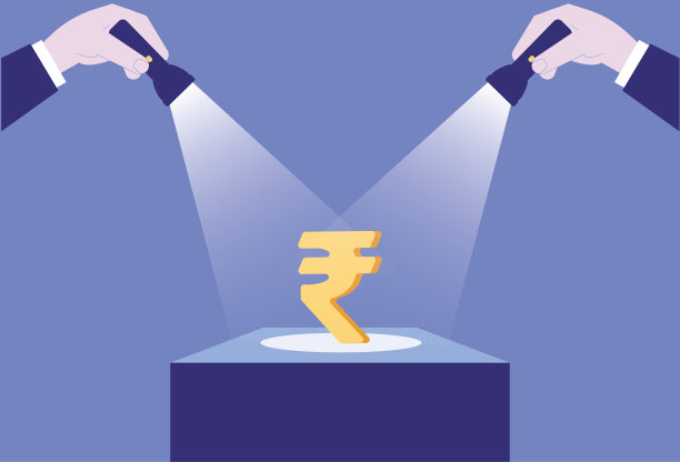 两个手电筒照亮印度卢比图片下载