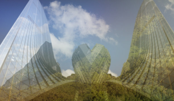 环保双暴露心形建筑，环保理念图片下载