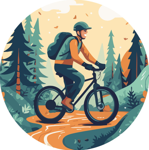 骑自行车穿过山林图片下载