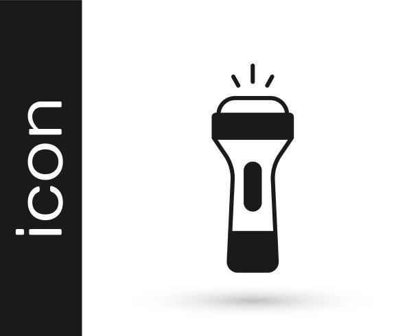 黑色手电筒图标孤立在白色背景图片下载