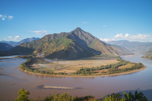 长江第一湾和云南高原山区的自然风光图片下载