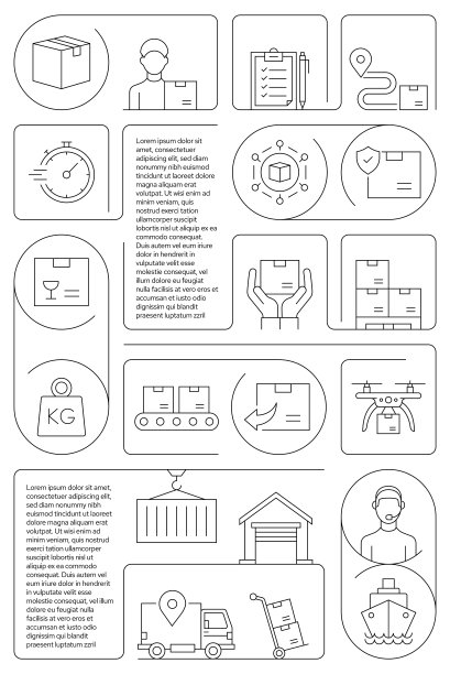 配送和物流相关矢量横幅设计概念，现代线风格与图标图片下载