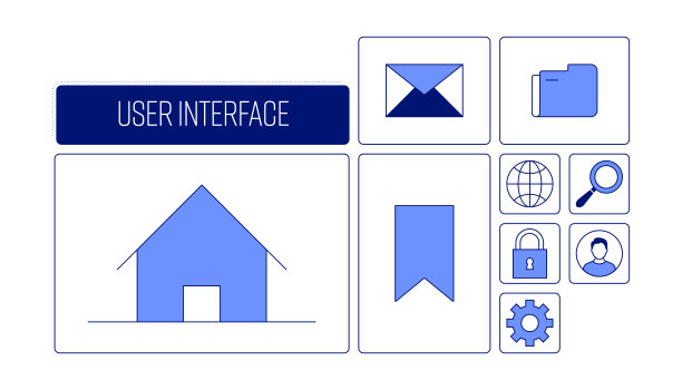 用户界面相关设计与线图标。简单轮廓符号图标。图片下载