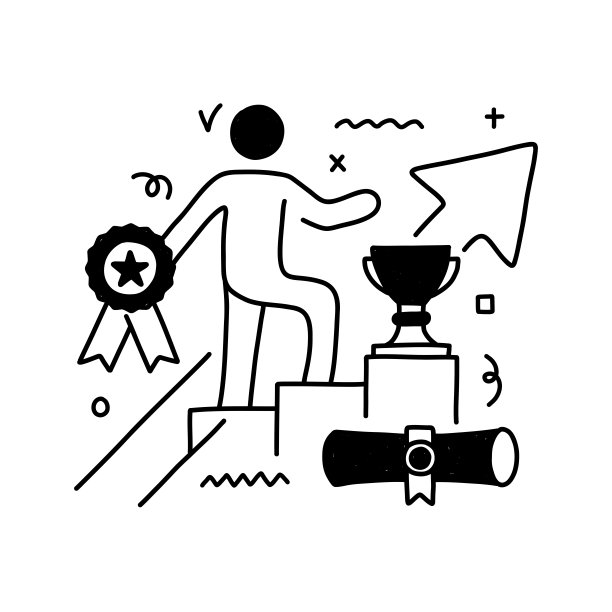 与职业成功相关的线图标设计。简单的轮廓符号图标。成就，提升，商务人士。图片下载