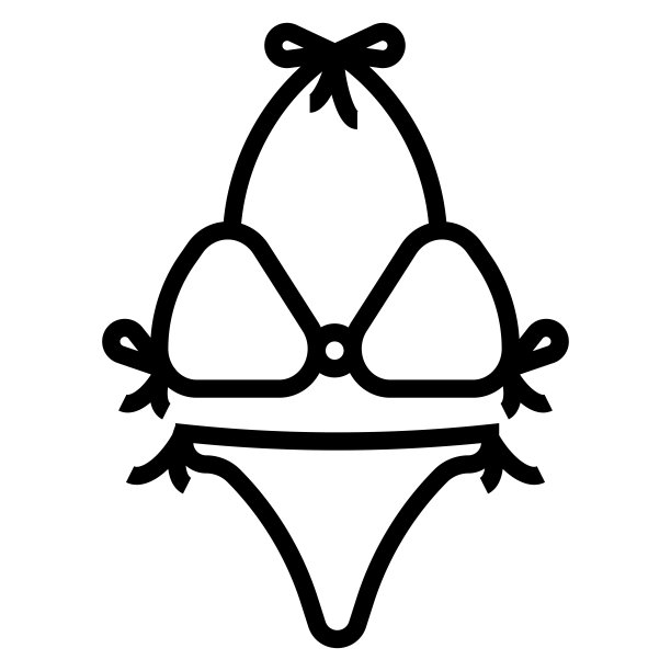 比基尼线图标，轮廓符号矢量插图图片下载