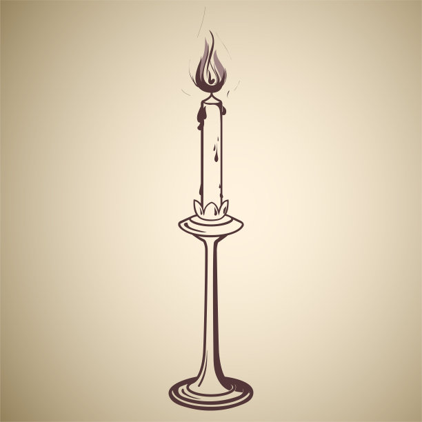 复古燃烧蜡烛与一个粗略的风格烛台图片下载