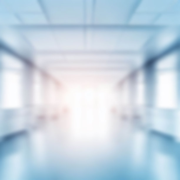 模糊的背景，安静而空旷的医院走廊。图片下载