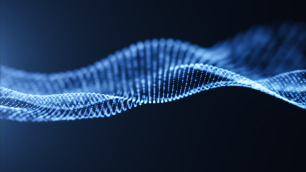 数字蓝色波粒子背景，3d渲染。图片下载