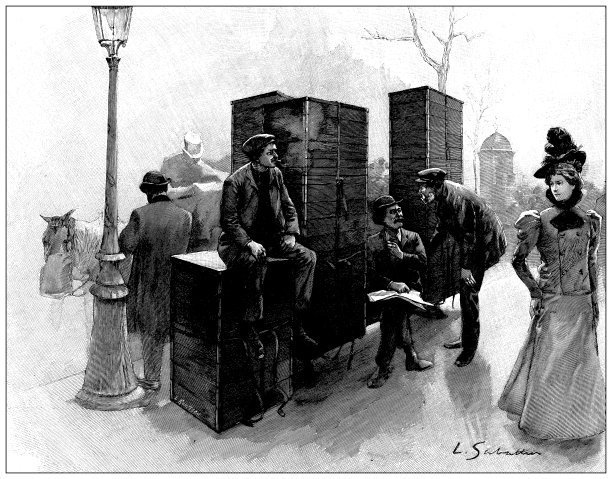 古董插图:为时尚产业运输和贸易花卉和羽毛图片下载