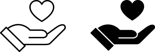 矢量单色图标的手抱着心图片下载