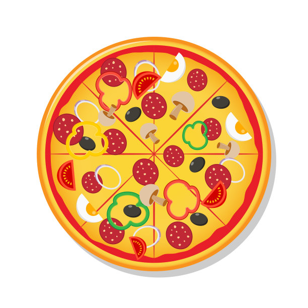 新鲜披萨配番茄，芝士，橄榄，香肠，洋葱传统意大利快餐顶景餐图片下载