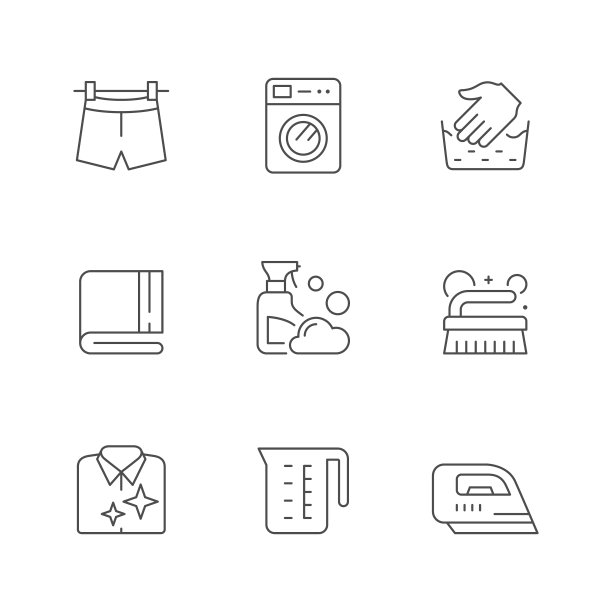 设置洗衣店的线条图标图片下载
