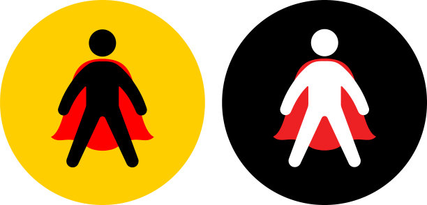 英雄与Cape Power姿态图标图片下载