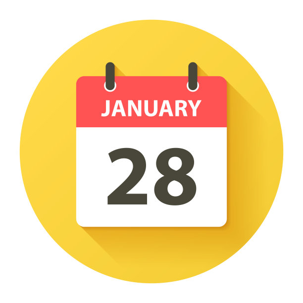 1月28日-圆日日历图标在平面设计风格图片下载