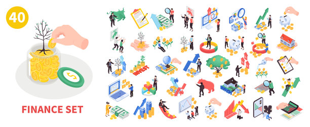 等距金融图标集合图片下载