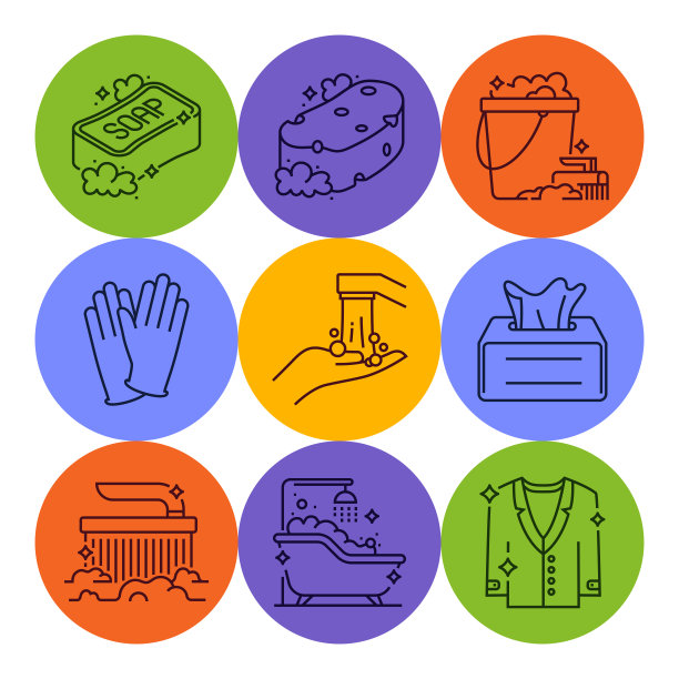 干净和卫生的线图标设置图片下载