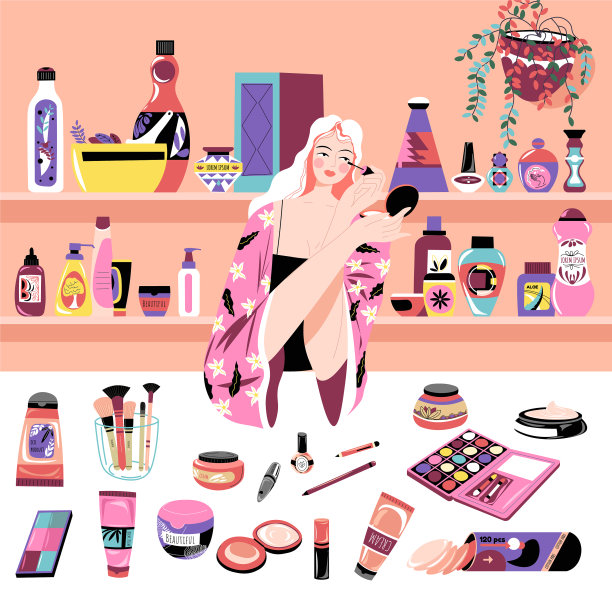 在美容院涂睫毛膏的妇女图片下载