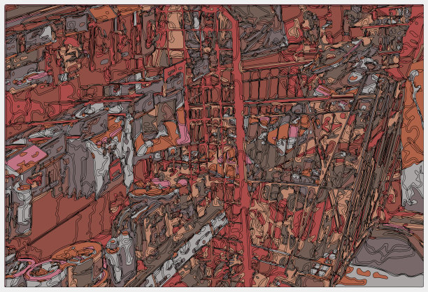 抽象霓虹色彩的卡通商品场景背景图片下载